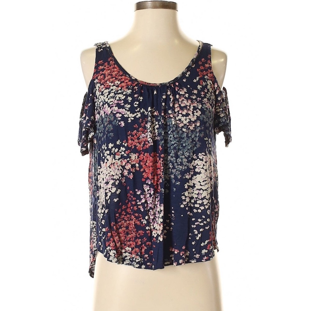 Lucky Brand Cold Shoulder Floral Top Small
